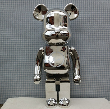 70cm BEARBRICK 1000% Hiroshi Fujiwara Electroplating Silver ABS Action Figure Boxed