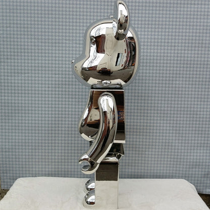 70cm BEARBRICK 1000% Hiroshi Fujiwara Electroplating Silver ABS Action Figure Boxed