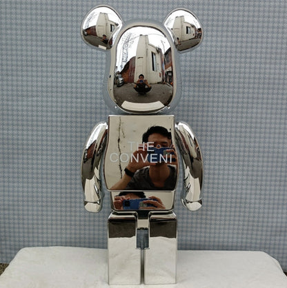 70cm BEARBRICK 1000% Hiroshi Fujiwara Electroplating Silver ABS Action Figure Boxed