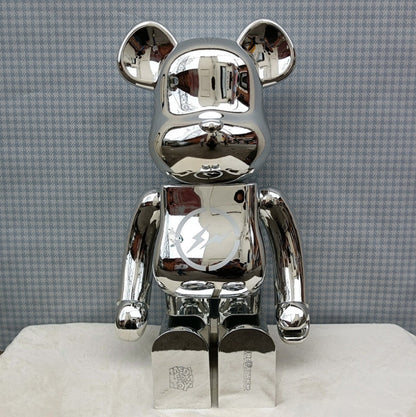 70cm BEARBRICK 1000% Hiroshi Fujiwara Electroplating Silver ABS Action Figure Boxed