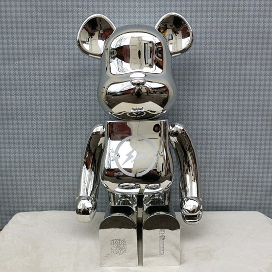 Hobby - 70cm BEARBRICK 1000% Hiroshi Fujiwara Electroplating Silver ABS Action Figure Boxed