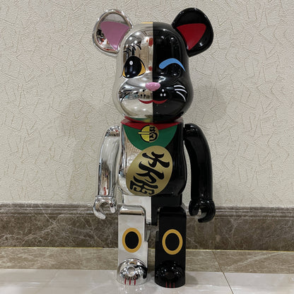 70cm BEARBRICK 1000% Electroplating Lucky Cat Silver ABS Action Figure Boxed