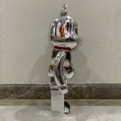 70cm BEARBRICK 1000% Electroplating Lucky Cat Silver ABS Action Figure Boxed
