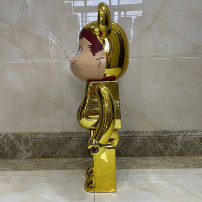 70cm BEARBRICK 1000% Electroplating Fujika Lucky Cat Gold ABS Action Figure Boxed