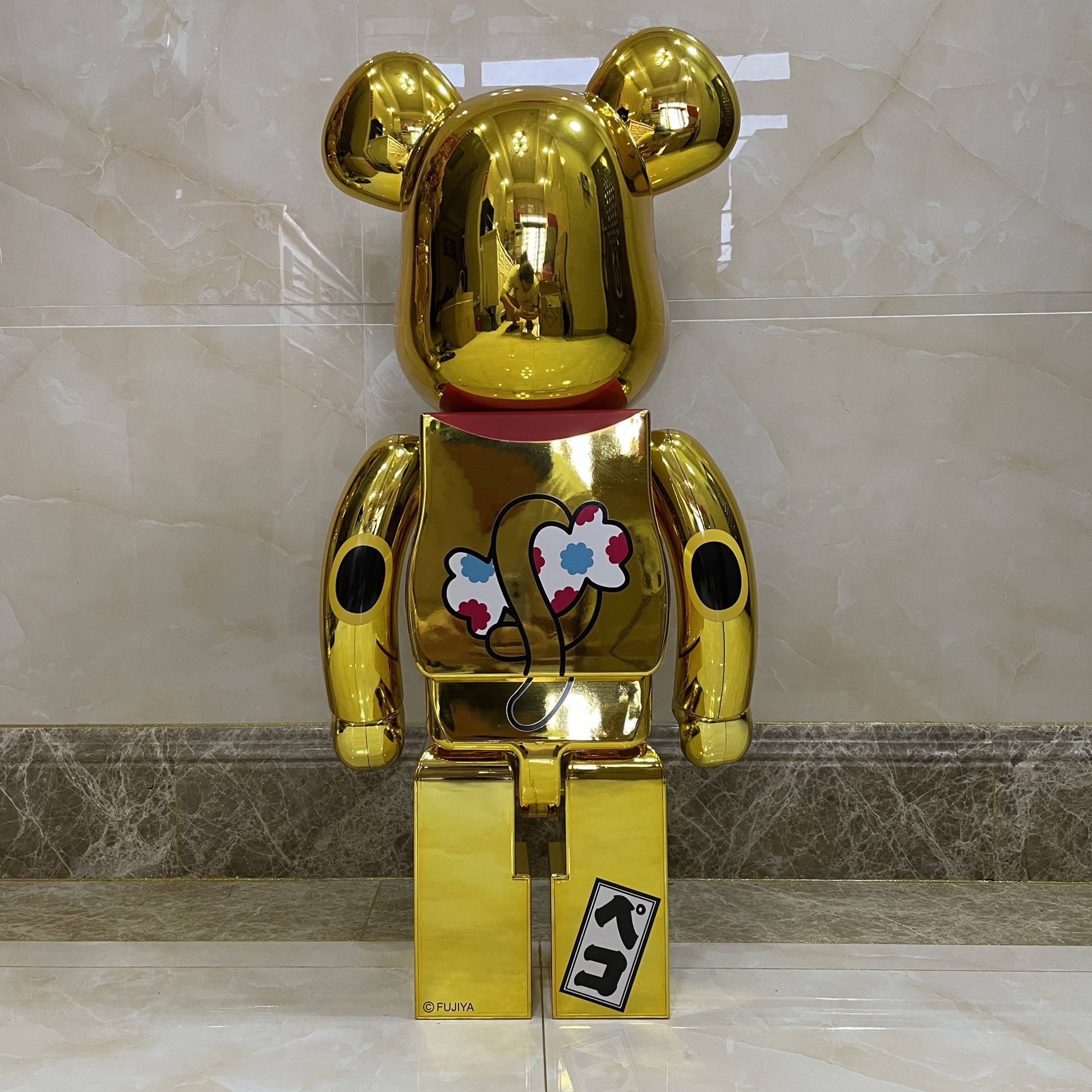 Hobby - 70cm BEARBRICK 1000% Electroplating Fujika Lucky Cat Gold ABS Action Figure Boxed