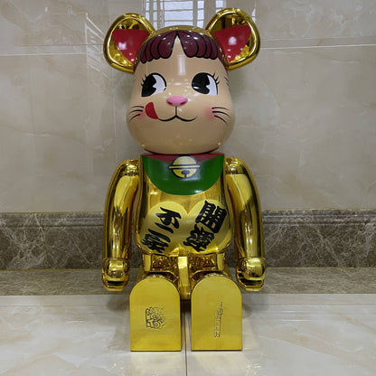 70cm BEARBRICK 1000% Electroplating Fujika Lucky Cat Gold ABS Action Figure Boxed