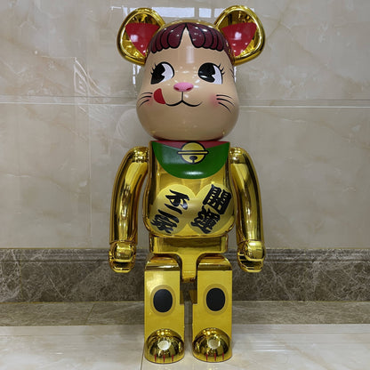 70cm BEARBRICK 1000% Electroplating Fujika Lucky Cat Gold ABS Action Figure Boxed