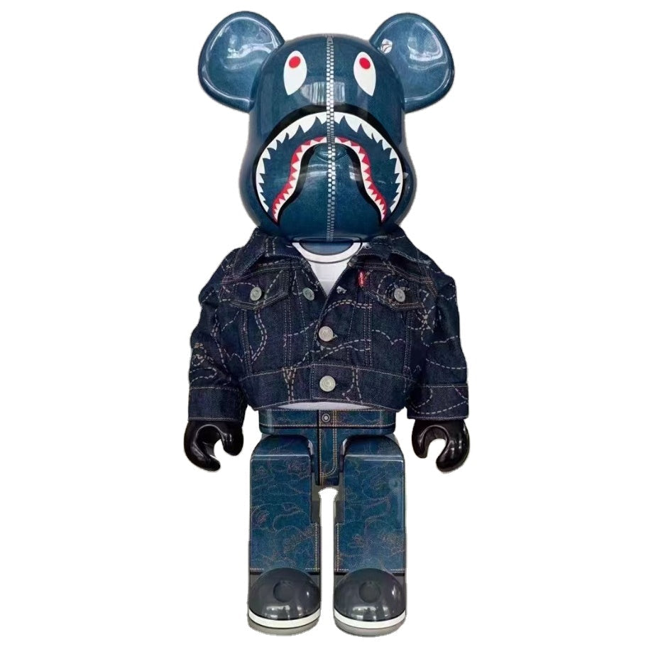 Hobby - 70cm BEARBRICK 1000% BAPE Shark Levi Jeans ABS Action Figure Boxed