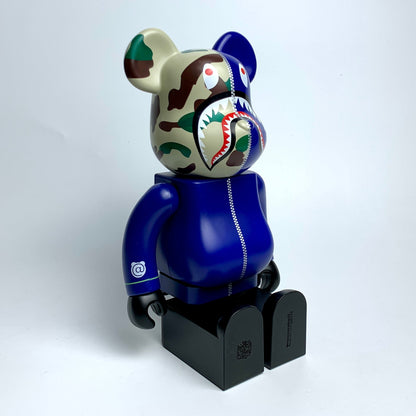 28cm BEARBRICK 400% BAPE Camouflage Shark First Generation Blue ABS Action Figure Boxed