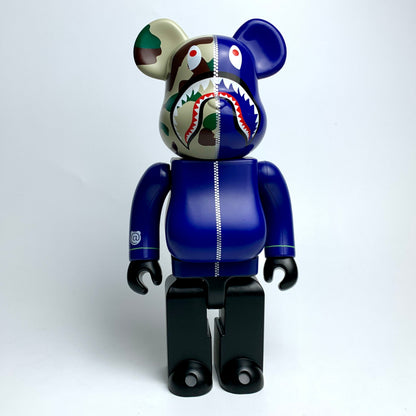 28cm BEARBRICK 400% BAPE Camouflage Shark First Generation Blue ABS Action Figure Boxed